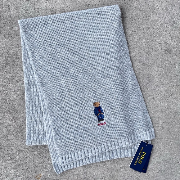 Polo Ralph Lauren polo bear Teddy knit scarf grey NWT - Picture 3 of 4